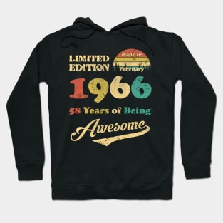 Made In February 1966 58 Years Of Being Awesome Vintage 58th Birthday Hoodie